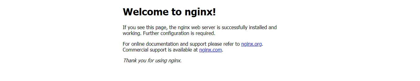 Página de bienvenida por defecto de Nginx: “Welcome to nginx!”