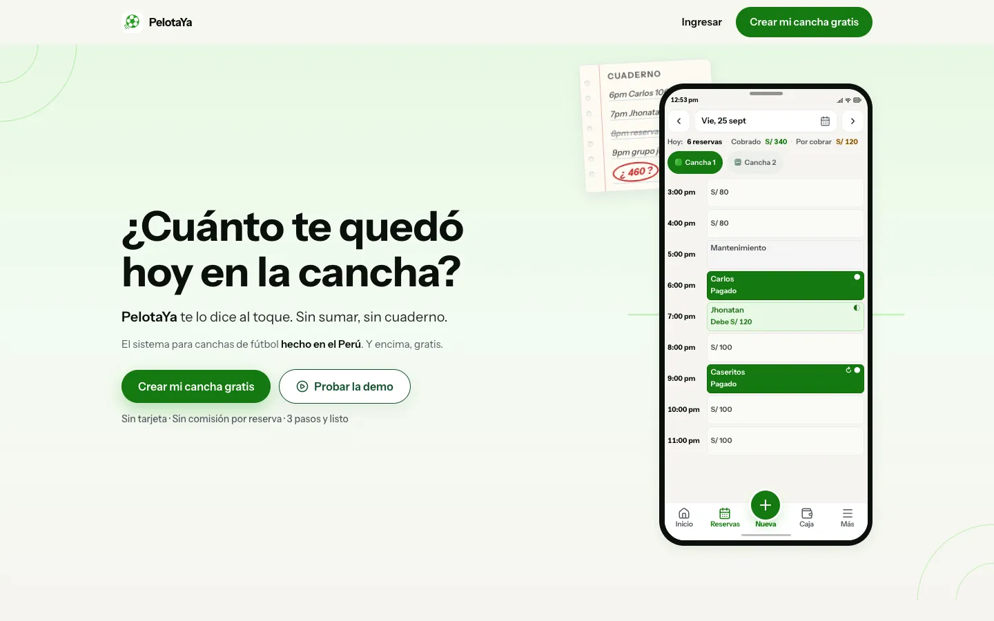 Página de inicio de PelotaYa